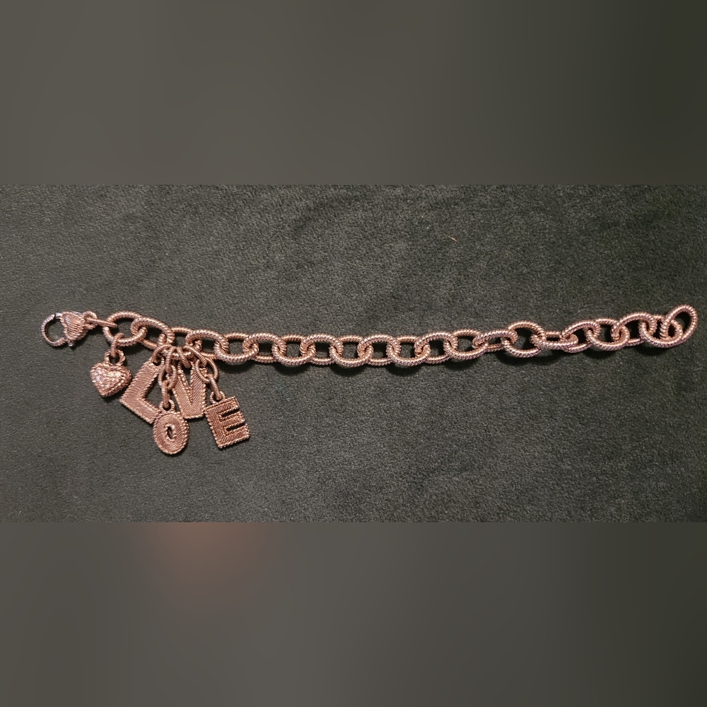 Judith Ripka Sterling Silver Love Charm Bracelet